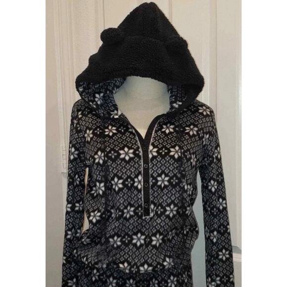 Kensie PJ Bear Hooded Fleece Warm Cozy Soft Jumpsuit Women’s size Medium - Picture 5 of 10
